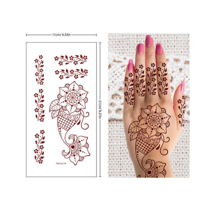 Women's Sexy Waterproof Flower Temporary Hand Tattoos Instant Fake Tattoo Stickers for Weddings and Festivals Printed on Paper