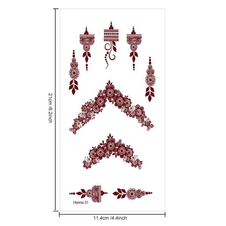 Women's Sexy Waterproof Flower Temporary Hand Tattoos Instant Fake Tattoo Stickers for Weddings and Festivals Printed on Paper